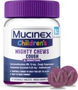Mucinex 아이들의 마이티 Chews 야간 어린이 기침 의학, Dextromethorphan와 함께 Dose Cough Suppressant, 기침을 위한 아이 여행 약, 혼합 Berry 풍미, 16 Medicated Chewable 정제