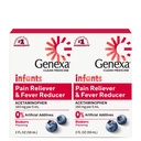 Genexa Infants' Clean Acetaminophen | 소아과 선호하는 성분 | 아기를 위한 진통제 및 발열기 | 염료 무료, 0% 인공 첨가물 | 유기농 블루베리 맛, 4 fl oz (2 팩)