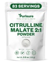 Purisure L-Citrulline 분말 250g, 우수한 Citrulline 2:1 힘 성과와 에너지, 전 운동 Citrulline 말레이트 분말을 위한 말레이트 보충교재 - 강화된 근육 펌프 및 회복 - 83의 서빙
