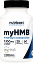 Nutricost myHMB 캡슐 1,500MG 칼슘 HMB 서빙 당, 60 캡슐, 20 서빙 - 성능 라인, 칼슘 B- 하이드 록시 B-Methylbutyrate Monohydrate