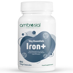 1-60 캡슐의 Ambrosial Iron+ 25mg 팩