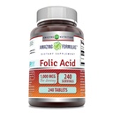 놀라운 수식 Folic 산 1000 Mcg (1 Mg) | 240 정제 수식 | 비타민 B9 | 비 GMO | 글루텐 프리 | 미국
