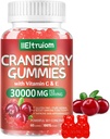 Cranberry Gummies 여성 및 남성, 50X Concentrate Extrac, 비타민 C & E, 히비스커스를 지원하는 여성을위한 크랜베리 구미, 60 조사
