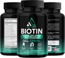 Keratin와 Biotin 보충 교재 - 머리 성장, 건강한 피부 & 못을 위한 Biotin 5000mcg 캡슐 - 여성 & 남자를 위한 Hyaluronic 산 & 비타민 B 복합체의 낙관된 혼합, 90의 캡슐