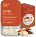 NeuroGum Energy Caffeine Mints (72 조각) - L-theanine + Natural Caffeine + Vitamin B12 & B6로 무료 설탕 - Nootropic Energy & Focus Supplement for Women & Men