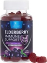 비타민 C, D3 및 아연을 가진 Elderberry Gummies - 아이 & 성인을 위한 Immune 지원 거미, 까만 Elderberry 추출물 거미 면역성 건강 지원 보충교재, 까만 Elder 베리 비타민 - 60 Gummies