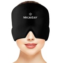 Migrelief Migraine Relief Cap - 360도 헤드 및 아이 커버리지가있는 편두통 및 두통 용 아이스 캡 - 자연적인 통증 완화를위한 콜드 치료 두통 모자 및 편두통 마스크 - 한 크기, 검정