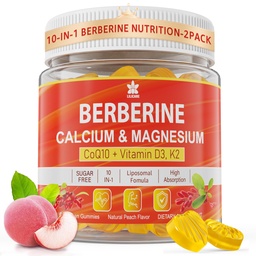 Berberine 보충교재 Gummies 설탕 무료, Liposomal Berberine & Berberine HCI, 칼슘, 마그네슘, 설탕 & 수준, 면역성, 에너지, 대사를 위한 AMPK 활성제 - 2의 포장
