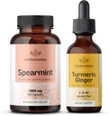 HERBAMAMA Spearmint 및 Turmeric Ginger 키트 - 1000 mg Spearmint 리프 캡슐 및 Turmeric Ginger Tincture 2 fl oz - Vegan, Non-GMO, Sugar & Alcohol-Free - 2 Pack의 번들