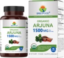 Brieofood 유기 Arjuna 1500mg, 45 서빙, 채식, 글루텐 무료, 90 채식 정제