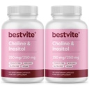 BESTVITE Choline Inositol 500mg (240 채식 캡슐) (120 x 2) - Stearates 없음 - Dicalcium Phosphate 없음 - 필러 없음 - Vegan - 비 GMO - 글루텐 무료