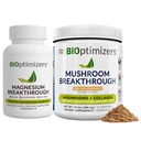 BiOptimizers 마그네슘 Breakthrough 4.0, (60 캡슐) & 버섯 Breakthrough 분말 (Salted Caramel, 15 서빙) - 자연 수면 및 두뇌 Superfood & 보충교재 번들