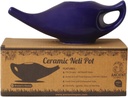 ANCIENT IMPEX 세라믹 네이 냄비 250 Ml (Violet) 와 5 Sachets Neti 소금 | Nasal Wash, Sinus Relief & Nasal Hygiene 자연 Remedy | Ayurveda Nasal 관개 냄비