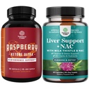 Raspberry Ketones, Green Tea Extract 및 African Mango Potent Ingredients의 혼합을 묶어 체중 감량, Suppress Appetite & Burn Fat and Liver Support Supplement with NAC - Herbal Liver