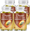 Ubiquinol CoQ10 600 MG Softgels 와 Omega-3 & Shilajit & PQQ, 고급 이중 배달 Coenzyme-Q10, Active CoQ10 Ubiquinol 보충, 산화 방지제, 심장, 두뇌 및 에너지, 240 서빙