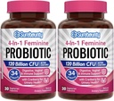 여성, 120 억 CFU 34 Strains, Prebiotics, 소화 효소, Cranberry, 4-in-1 Feminine Probiotics, Digestive, Vaginal, Immune 지원, 60ct (팩 2)
