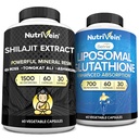 Nutrivein 프리미엄 Shilajit 캡슐 & Liposomal 글루타티온 보충 뭉치: 남자 & 여자를 위한 높은 흡수 글루타티온 Liposomal & Shilajit 캡슐 - 간, Detox, & 활력
