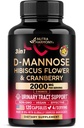 Cranberry & Hibiscus를 가진 D-Mannose 2000mg - Urinary Tract 건강을 위한 임상 시험된 힘 - 여성을 위한 보충교재 - Bladder, Liver & Microflora 지원 - 미국에서 만드는 - 채식주의자, 120의 캡슐