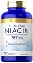 Carlyle Niacin Flush 무료 500mg | 220 캡슐 | 비 GMO 및 글루텐 프리 필수 비타민