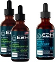 E2H: Chlorophyll 액체 드롭 (2 팩 - 4 Fl Oz) 및 Liver 지원 보충 (단일 병 - 2 Fl Oz) | Vegan, Non-GMO - (6 Fl Oz Total) - 번들
