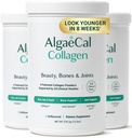 ALGAECAL Collagen - 4 임상 지원 펩타이드 VERISOL®, FORTIGEL®, UC-II®, FORTIBONE®, Anti-Aging Hydrolyzed Collagen Powder, 3 팩, 미국에서 만든