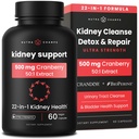 Kidney Cleanse Detox | 22-in-1 Kidney Support Supplement | 25,000mg Cranberry Pills | Extra Strength Repair & Flush Premium Formula | 여성과 남성을 위한 Urinary Tract Health | 60 Vegan 캡슐
