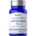 Piping Rock L Methylfolate 15 mg | 90 캡슐 | 최대 효능 | 활성 Folic Acid Supplement | Non-GMO, 글루텐 프리