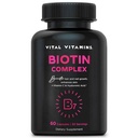Vital Vitamins Biotin Complex Pills - Hyaluronic Acid, MSM, Collagen, & Vitamin C - 모발, 피부 및 손톱을위한 보충 - 60 캡슐