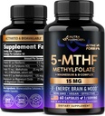 NUTRAHARMONY L Methylfolate 15 mg - 메틸 B12, 비타민 B2 & B6, 마그네슘 플러스 5-MTHF Methylfolate 보충교재 - 2 달 동안 미국, 60의 캡슐에서 만드는