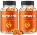 성인 및 아이에 대 한 심황 Gummies Ginger & 블랙 페퍼 추출 | 95% Curcuminoids | Vegan Natural Curcumin Joint Support | 120 Tumeric Gummy 보조 식품 (2-Pack)