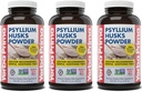Yerba Prima Psyllium Husks Powder - 12 oz (포장 3) - 천연 섬유 보충 - Colon Cleansing - Vegan, Non-GMO, 글루텐 - 무료 (새로운 라벨 - 포장 월병)