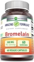 Amazing Formulas Bromelain 500mg 2400 GDU, 60 Veggie 캡슐 | Non-GMO | 글루텐 프리 | 미국에서 제작 | 채식주의 이상
