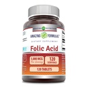 Amazing Formulas Folic Acid (비타민 B9) 보충 | 서빙 당 5000 Mcg | 120 정제 | Non-GMO | 글루텐 프리 | 미국에서 제작