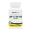 자연 플러스 비타민 B12 (Methylcobalamin), 지속 방출 - 2000 mcg, 60 채식 정제 - 높은 효능 빨간 혈액 세포 지원 - 천연 에너지 부스터 - 글루텐 - 무료 60 서빙