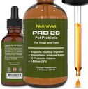 개와 고양이 프로바이오틱스의 프로바이오틱스 - 120 인분 (1/2ml). 100% 가스 기복과 건강한 소화를 위한 자연적인 소화 효소. 변비 및 누설 Gut에 대한 액체 비타민을 통해 Prebiotics