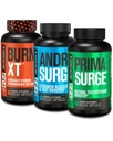 남자를 위한 Jacked 공장 Androsurge 에스트로겐 차단제 + 남자를 위한 Primasurge 테스토스테론 승압기 + 불타는 XT Burn-XT Thermogenic 뚱뚱한 가열기 - 체중 감소를 위한 Appetite 억제제