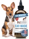 애완 동물 은 개 귀 클리너 솔루션 – 킬레이트 실버가있는 개와 고양이를위한 Gentle Ear Wash – Otic Rinse Formula Targets Wax Buildup, Smelly Odor 및 Itchy 또는 Irritated Areas - 미국에서 제조 - 8 fl oz