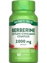 Ceylon Cinnamon Complex를 가진 자연의 진실 Berberine | 2,000mg | 50 Vegan 캡슐 | Vegan, Non-GMO, 글루텐 무료 보충