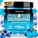 크레아틴 Monohydrate Gummies, 남자 & 여자를 위한 6200mg, 강화된 근육 성장을 위한 Chewable Creatine, 힘 및 회복, 설탕 자유로운 전 운동 보충교재, 120 조사, 블루베리 풍미