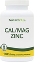 NaturesPlus Cal/Mag/Zinc - 1,000 mg 칼슘, 500 mg 마그네슘, 75 mg 아연 - 180 채식 정제 - 다 무기물 보충교재, 지원 뼈, 심장 & 면역력 - 글루텐 자유로운 - 45의 서빙