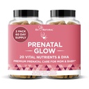 여성을위한 Glow Prenatal 비타민 - 건강한 임신 및 태아 발달을위한 20-in-1 Vital Nutrients - 아기의 성장을위한 Folic Acid & Vegan DHA 및 편안한 임신 - 120 Nourishing 캡슐
