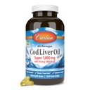 Carlson - Cod Liver Oil Gems, Super 1000 mg, 250 mg Omega-3s, 400 IU (10 mcg) 비타민 D3, 야생 잡은 노르웨이 북극 코드 간장 기름, 북극 물고기 기름 캡슐, 250 Softgels