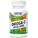 DEVA Vegan 오메가-3 DHA-EPA 500MG - Carrageenan 없음, 조류, 비 GMO, 60 젤라틴 무료 Softgels에서 비 Fish 오일 Derived