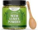 Neem은 Pimple-Free Clear Skin & Silky Hair, Face Packs, Hair Care, and pigmentation Support에 이상적인 Pimple-Free Clear Skin & Silky Hair에 대한 분말 천연 솔루션을 둡니다. 나무 Spoon - 100g | 3.5 Oz