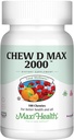 Maxi 건강 Chewable 비타민 D3 2000 IU 보충교재 - 맛있은 자연적인 거품 껌 풍미 - 성인 여자, 남자, 아이들 & 유아에 있는 칼슘 흡수, 면역성 및 뼈 건강을 지원합니다 - 100개의 가슴