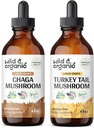 야생 & 유기 Chaga 버섯 Tincture 4 fl oz & 터키 꼬리 버섯 Tincture 4 fl oz