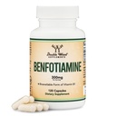 Benfotiamine 300mg 서빙 (Third Party Tested, 120 캡슐, 150mg Per Cap) Non-GMO, Boost Thiamine B1 레벨 (Thamine, Fat Soluble보다 더 흡수 가능) 더블 우드