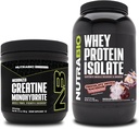 NutraBio Creatine Monohydrate, Unflavored, 150g 및 Whey Protein Isolate, 초콜릿 Dipped Macaroon, 보충 번들 - 근육 에너지, Lean 근육 성장, 회복 및 힘