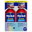 Vicks NyQuil SEVERE Cold, Flu, Congestion Medicine, 2x12 fl oz Twin Pack, Berry flavor, 최대 강도, 야간 구호