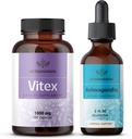 HERBAMA Vitex 및 Ashwagandha 키트 - 1000 mg Vitex Chasteberry 캡슐 및 Ashwagandha 액체 드롭 2 fl oz - Vegan, Non-GMO, Sugar & Alcohol-Free - 2 Pack의 번들